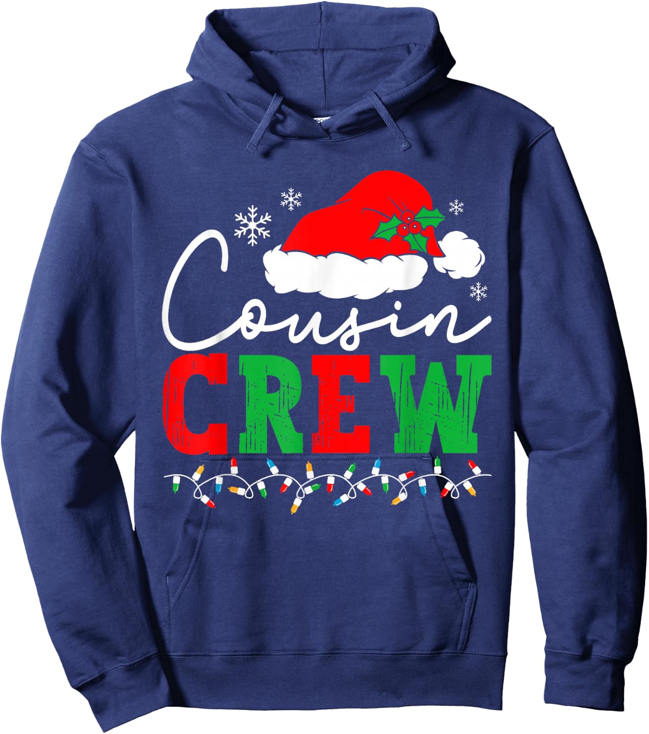 Cousin Crew Christmas Xmas Lights Family Matching Pajamas Hoodie - Hoodie | Navy