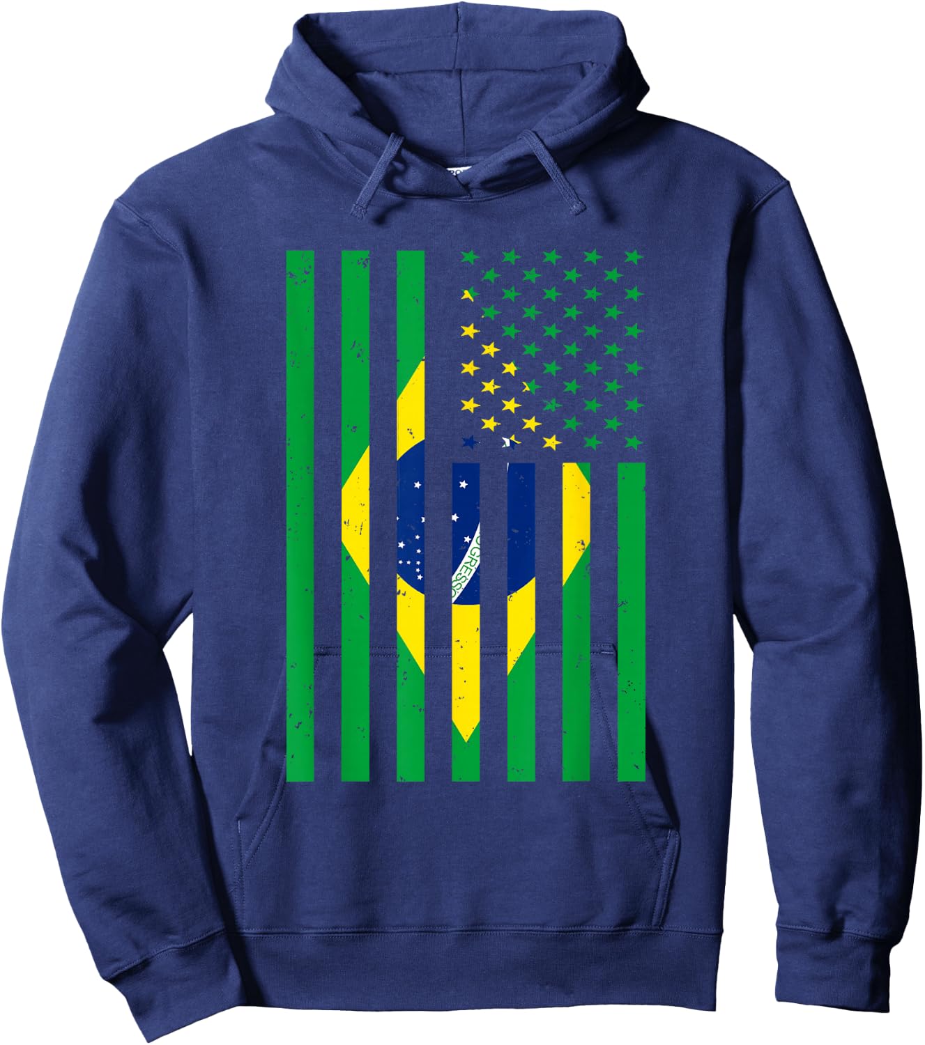 Brazil Shirt Brasil Soccer USA America Flag Jersey Men Women Hoodie - Hoodie | Navy
