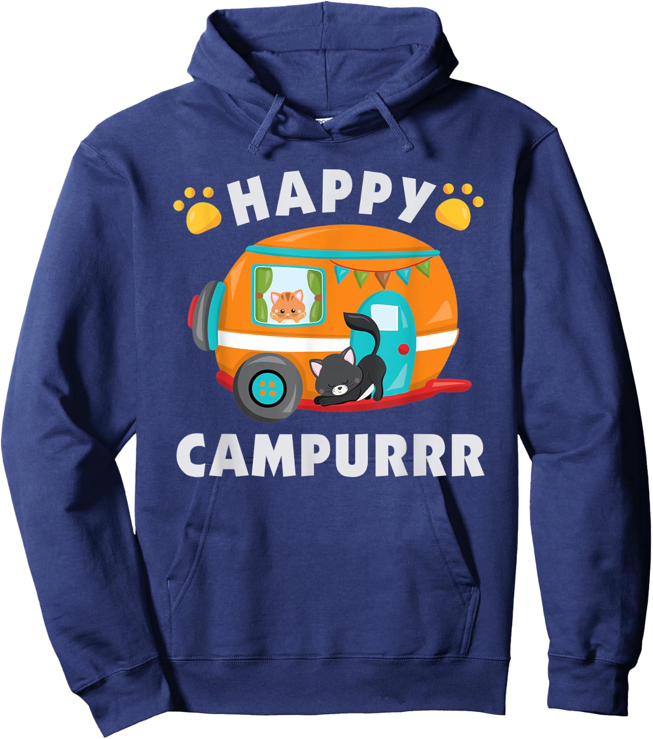 Funny Camping With Cats Kitty Fisherman Camper Gift Hoodie - Hoodie | Navy