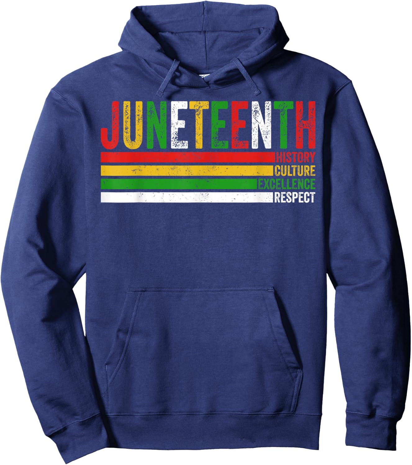 Juneteenth 1865 Freedom History Culture Excellence Respect Hoodie - Hoodie | Navy