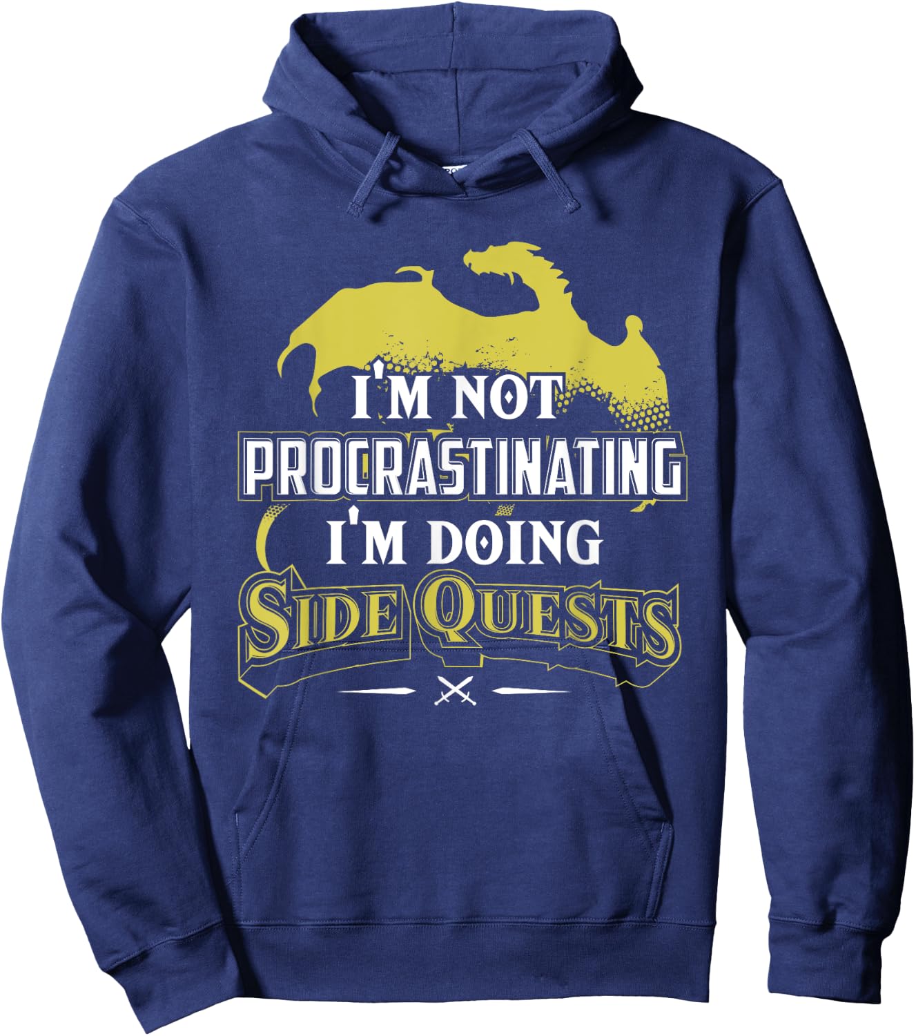 RPG Gamer : I'm Doing Side Quests - Casual , Short Sleeve, Adult Polyester (Black) Hoodie - Hoodie | Navy