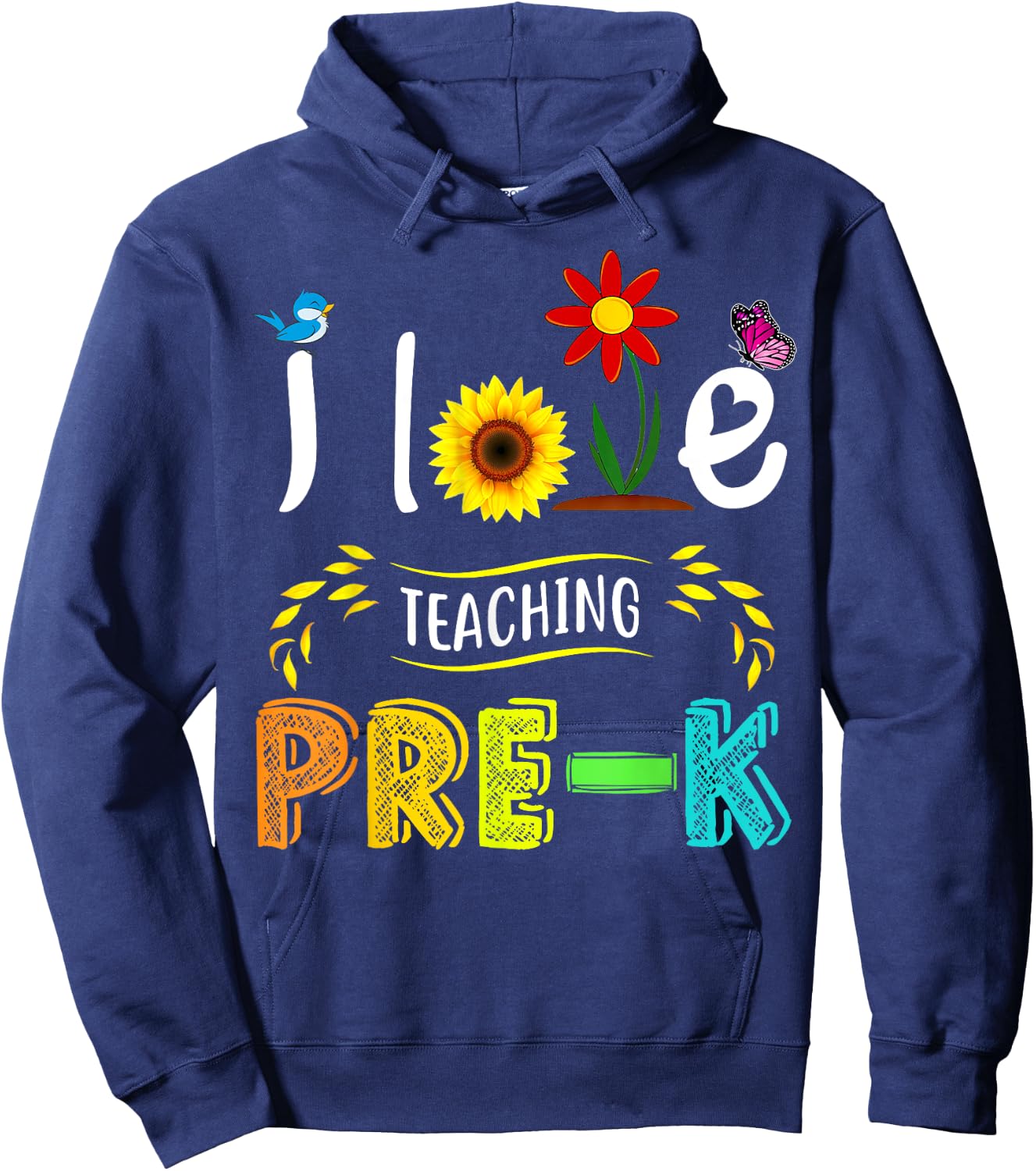 I Love Teaching Pre-K Sunflower Lover for Preschool Teacher Women Girls Kids Hoodie - Hoodie | Navy