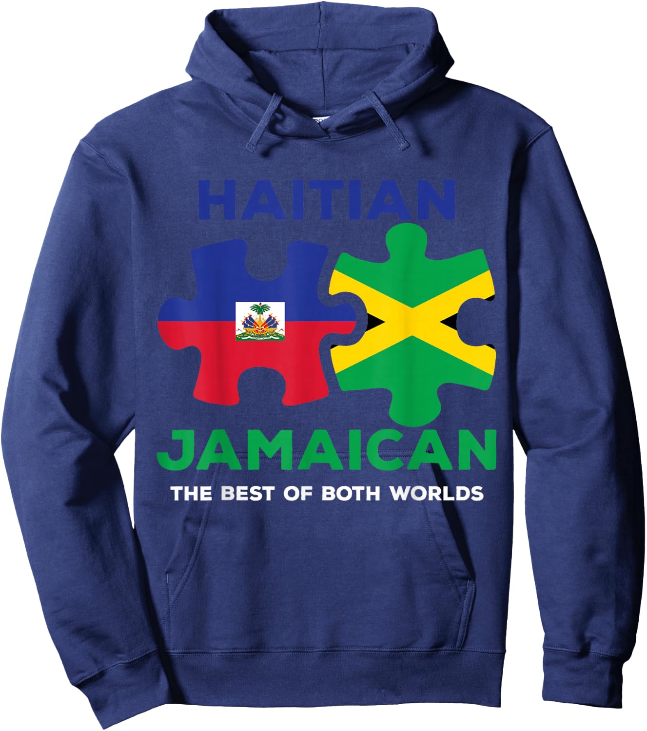 Haiti Jamaica Haitian Jamaican Ayiti Flag Day Combo Puzzle Hoodie - Hoodie | Navy
