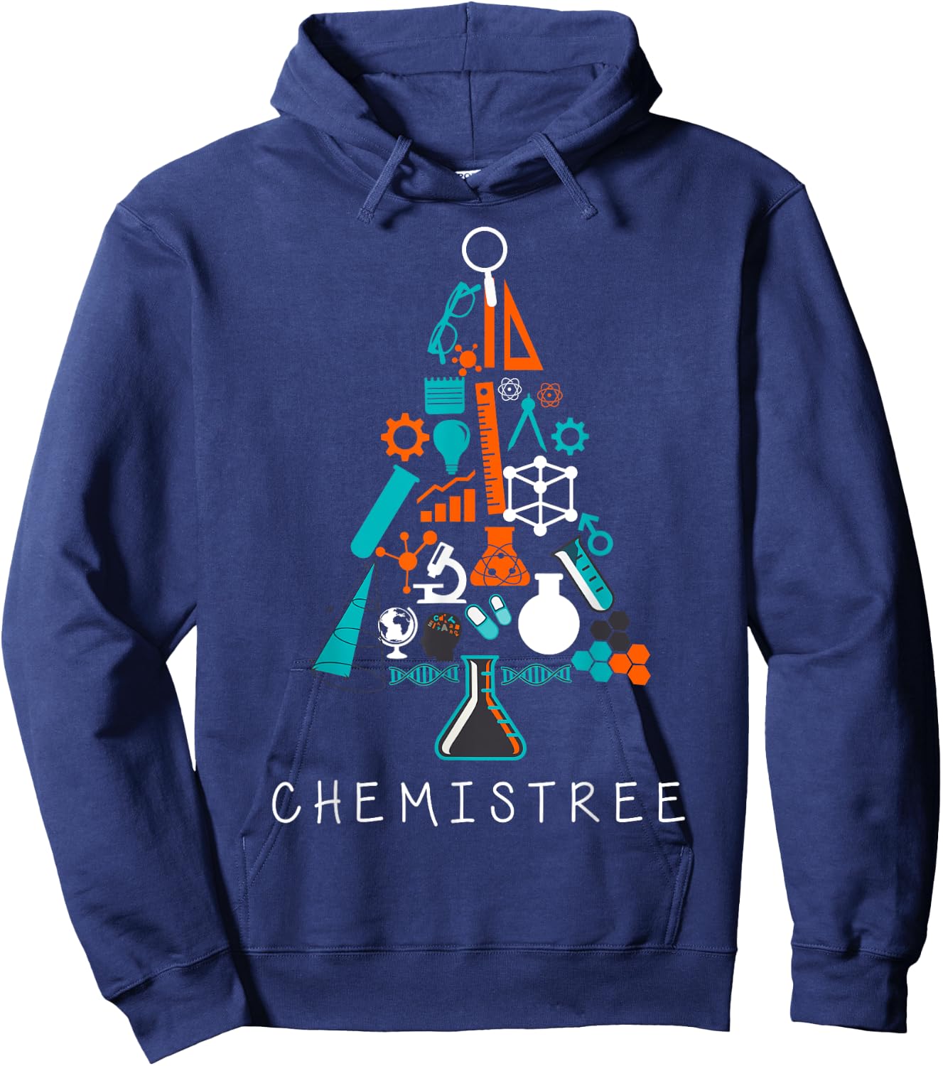 Oh Chemistree Funny Science Christmas Tree Labratory Costume Hoodie - Hoodie | Navy