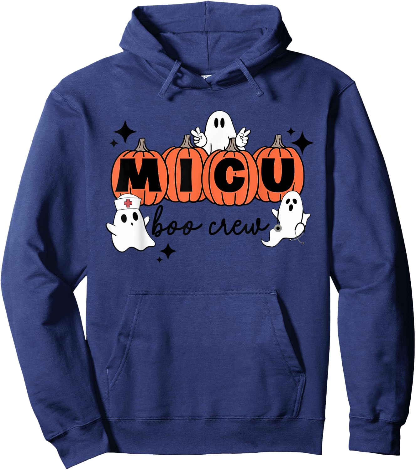 MICU nurse shirt MICU boo crew MICU RN Halloween Hoodie - Hoodie | Navy