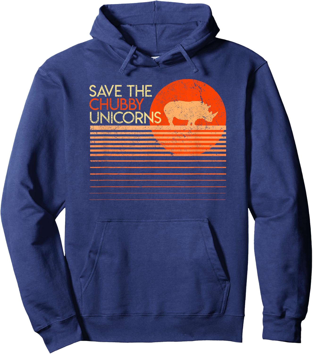 Save The Chubby Unicorns Shirt. Retro Style Rhino Hoodie - Hoodie | Navy