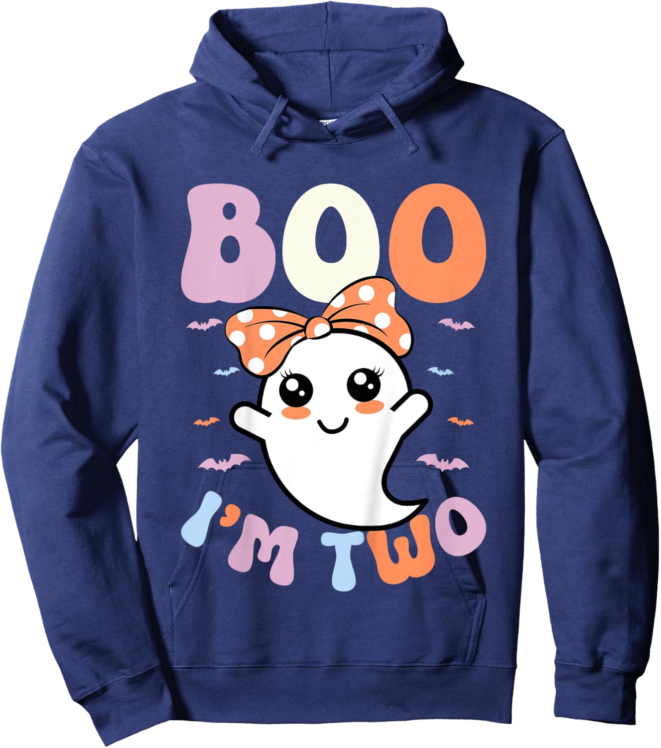 Kids Boo I'm Two Ghost 2nd Birthday Kids 2 Years Old Halloween Hoodie - Hoodie | Navy