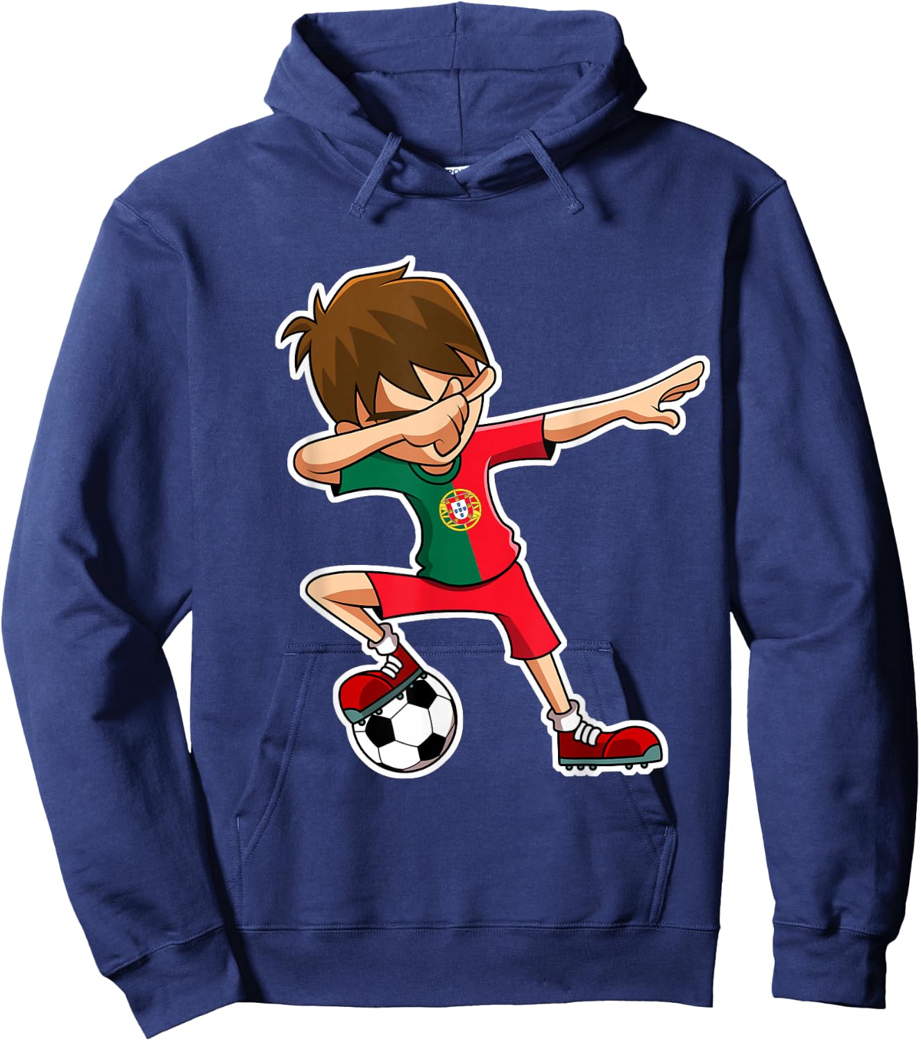 Dabbing Soccer Boy Portugal Jersey Portuguese Kids Dab Gift Hoodie - Hoodie | Navy