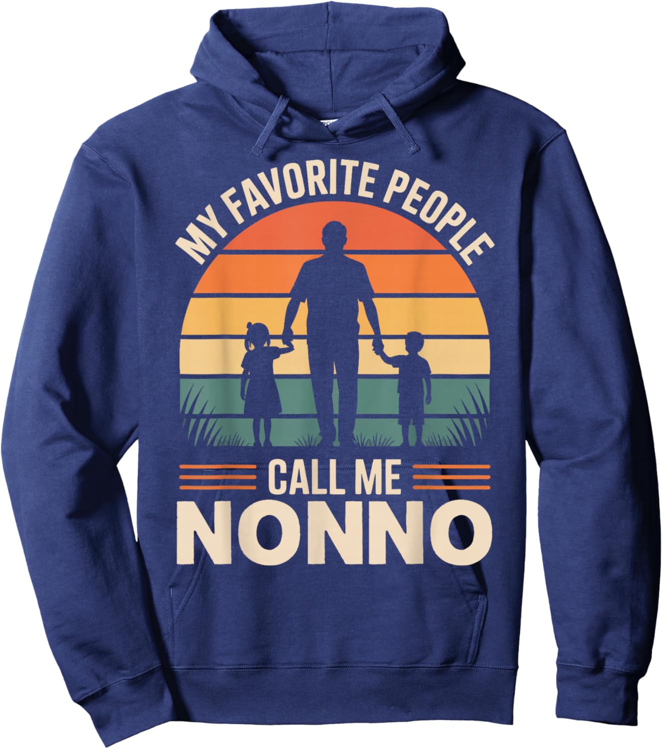 My Favorite People Call Me Nonno Retro Sunset Hoodie - Hoodie | Navy
