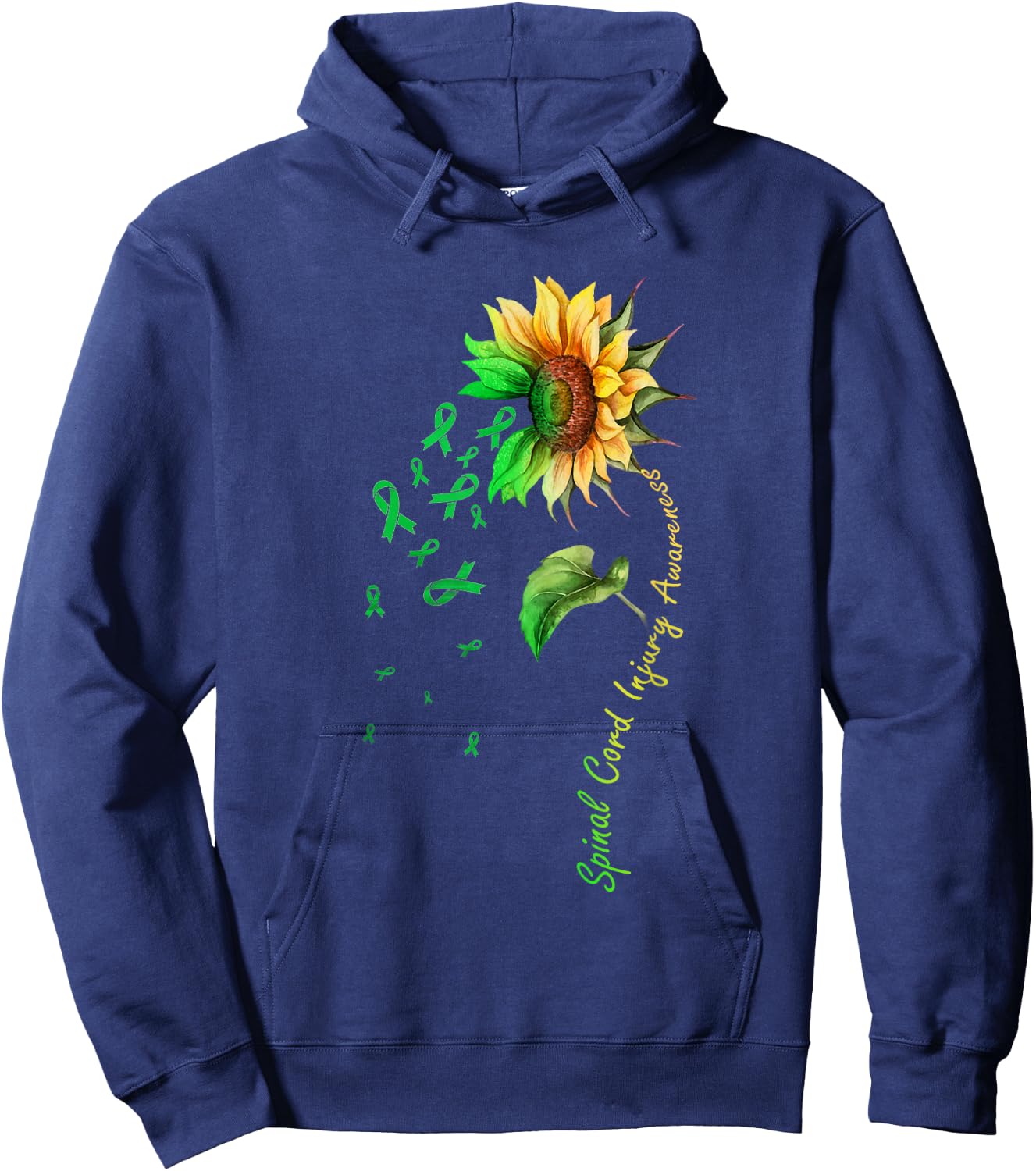 Spinal Cord Injury Awareness Sunflower Shirt Hoodie - Hoodie | Navy