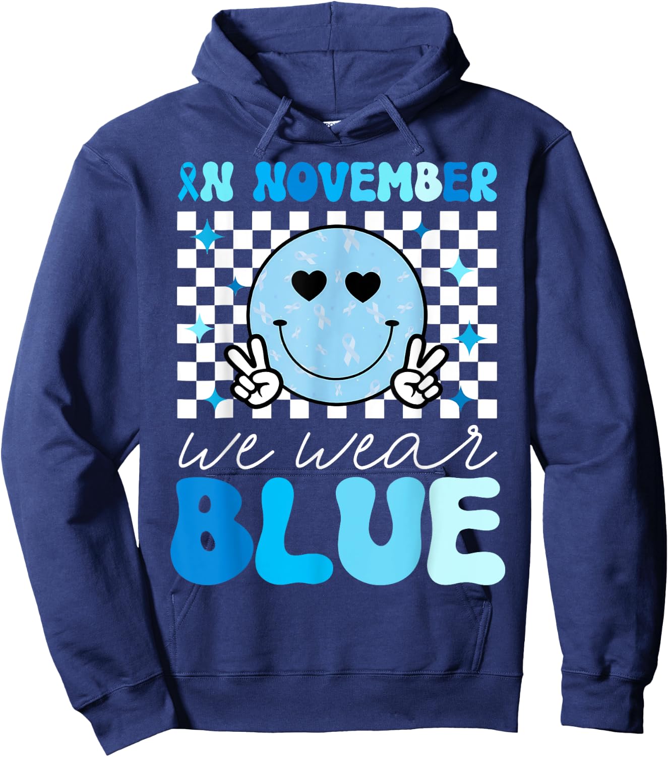 Groovy Diabetes Awareness Month In November We Wear Blue Hoodie - Hoodie | Navy