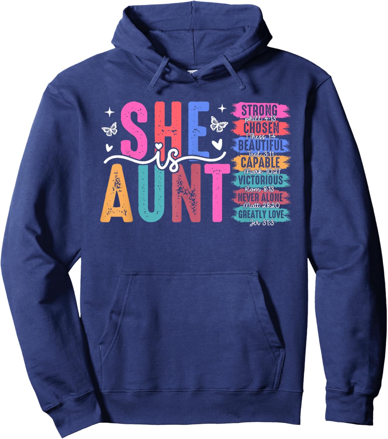 She Is Aunt Christian Mother's Day Religious Auntie Women Hoodie - Hoodie | Navy