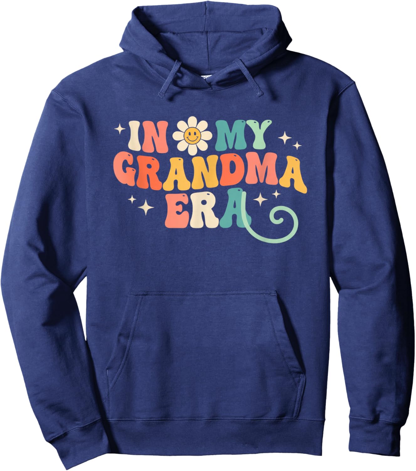 in My Grandma Era Retro Grandparent Vintage Flower Power Hoodie - Hoodie | Navy
