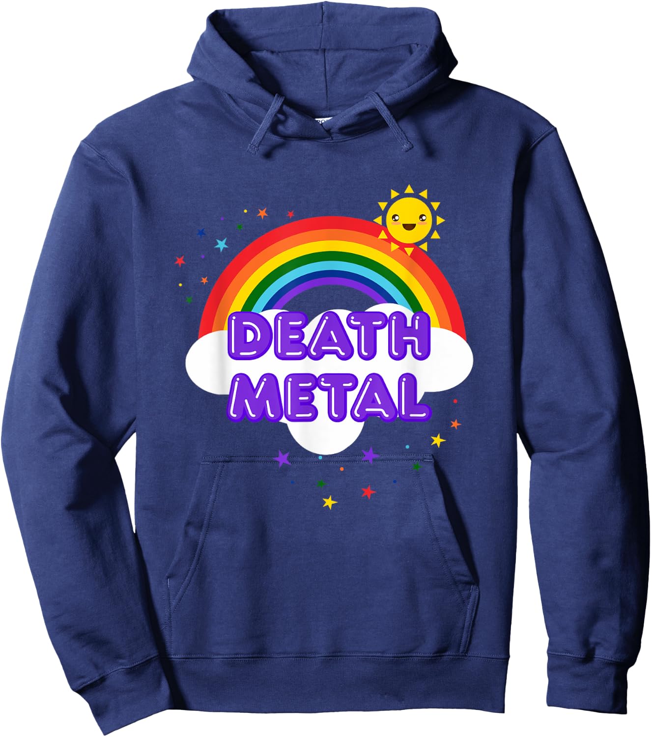 Death Metal Rainbow - Funny Heavy Metal Cool Pink Hoodie - Hoodie | Navy