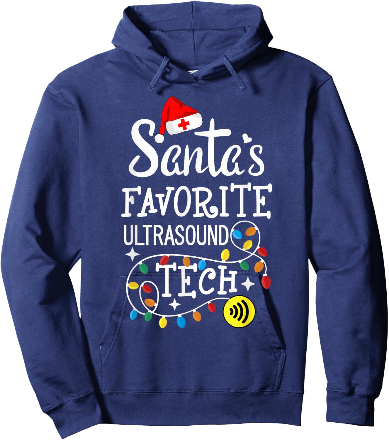 Santa's Favorite Ultrasound Tech Diagnostic Med Sonographer Hoodie - Hoodie | Navy