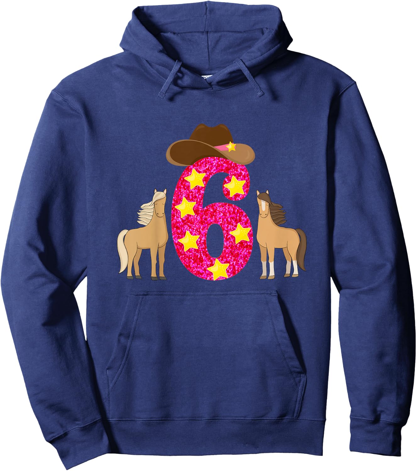6 Year Old Cowgirl Birthday Hoodie - Hoodie | Navy