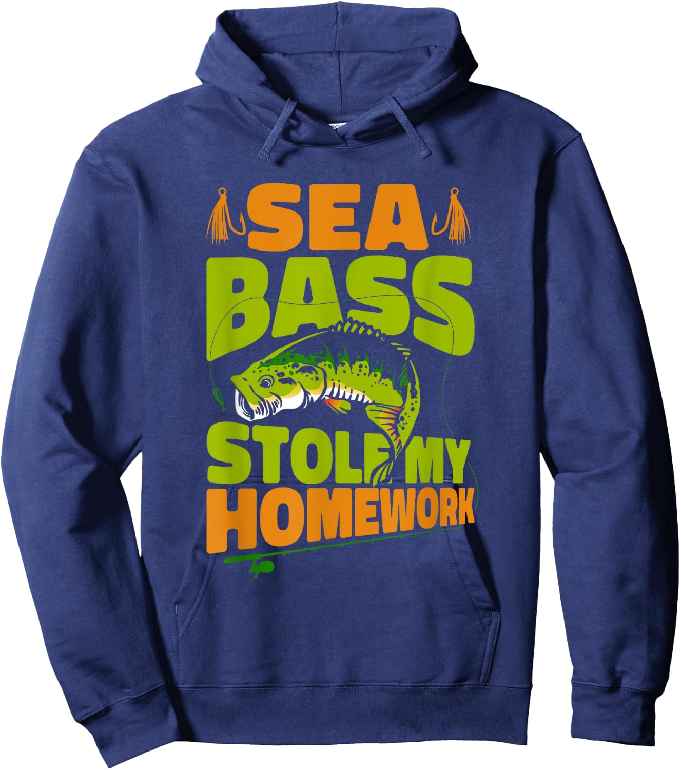 Sea Bass Stole My Homework Fisherman Bass Fishing Hoodie - Hoodie | Navy