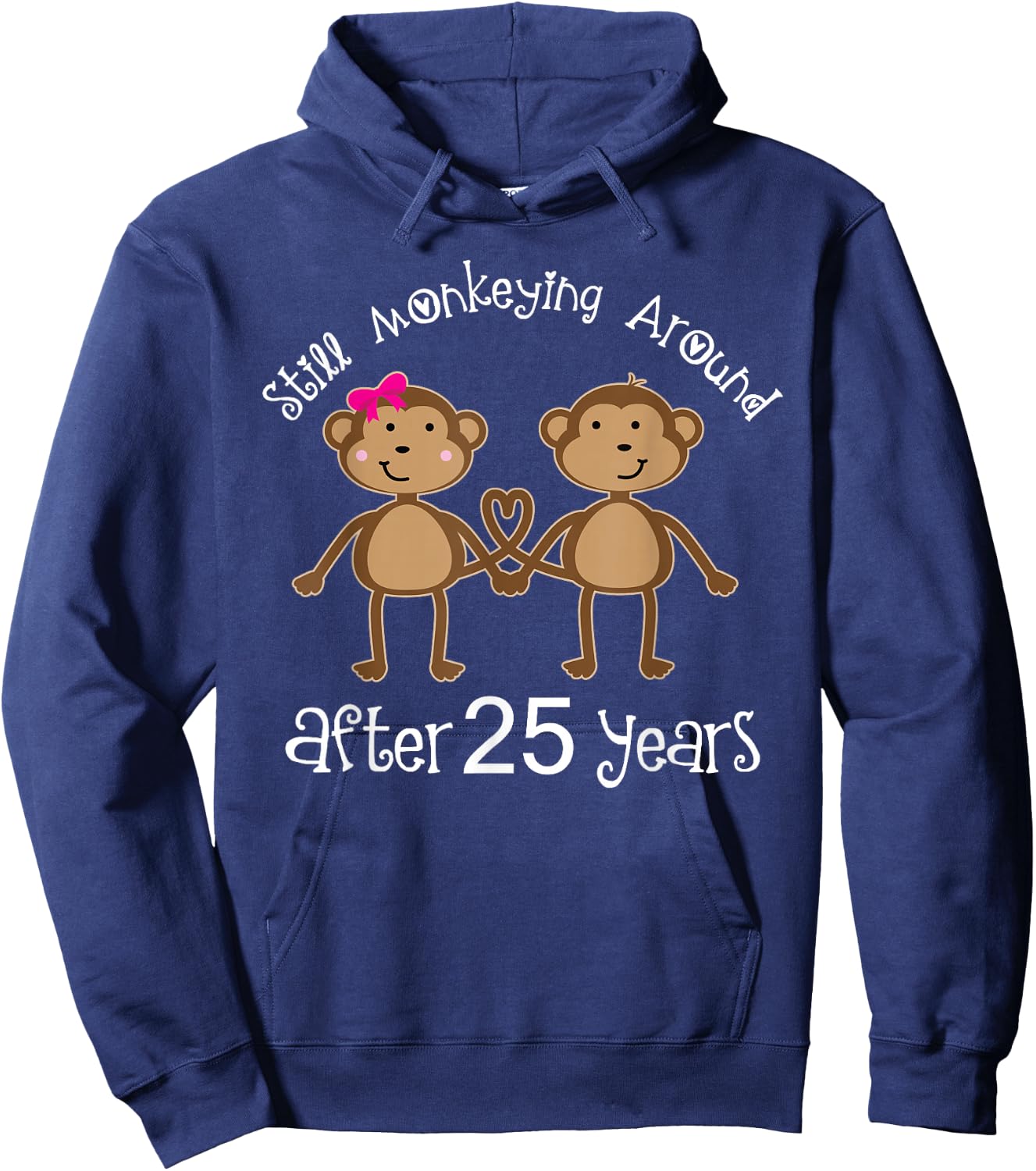 25th Anniversary Funny Monkey Couples Photo Shirt Hoodie - Hoodie | Navy