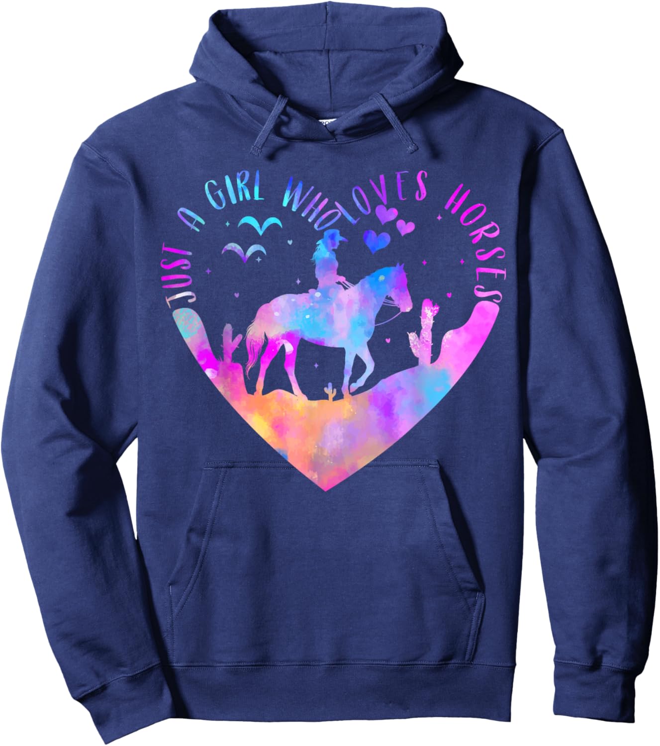 Just A Girl Who Loves Horses Shirt Girls Horse Riding Hoodie - Hoodie | Navy