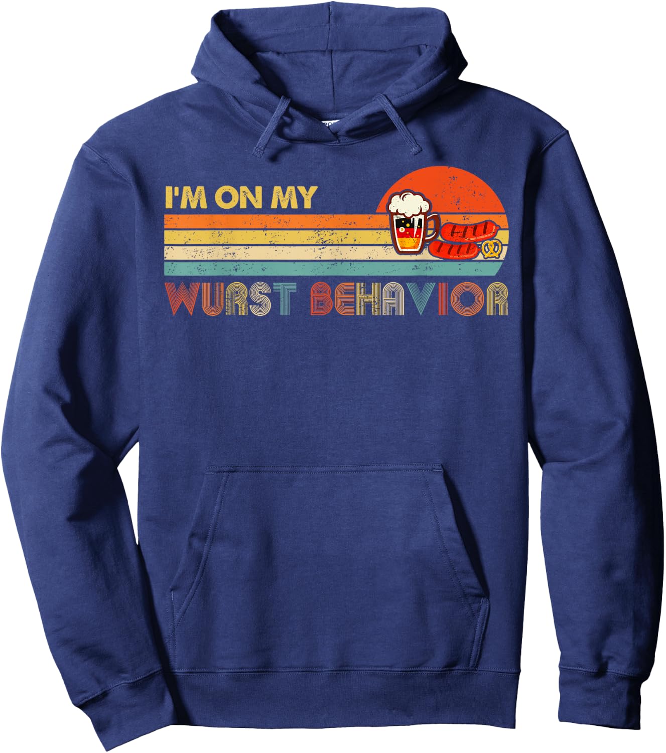 Oktoberfest shirt I'm On My Wurst Behavior vintage retro Hoodie - Hoodie | Navy