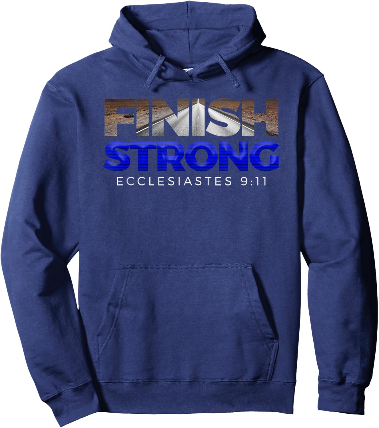 Finish Strong Christian Jesus Apparel T Shirt Gift Blue Hoodie - Hoodie | Navy