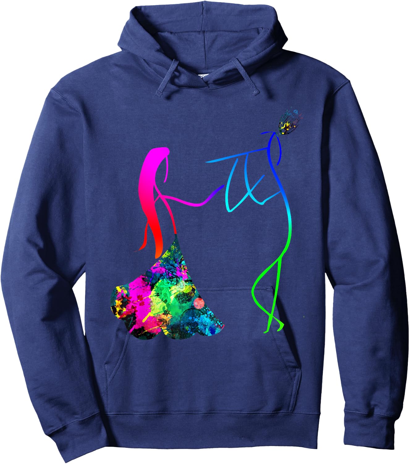 Multi Colored Radha And Krishna T Shirt. Hoodie - Hoodie | Navy