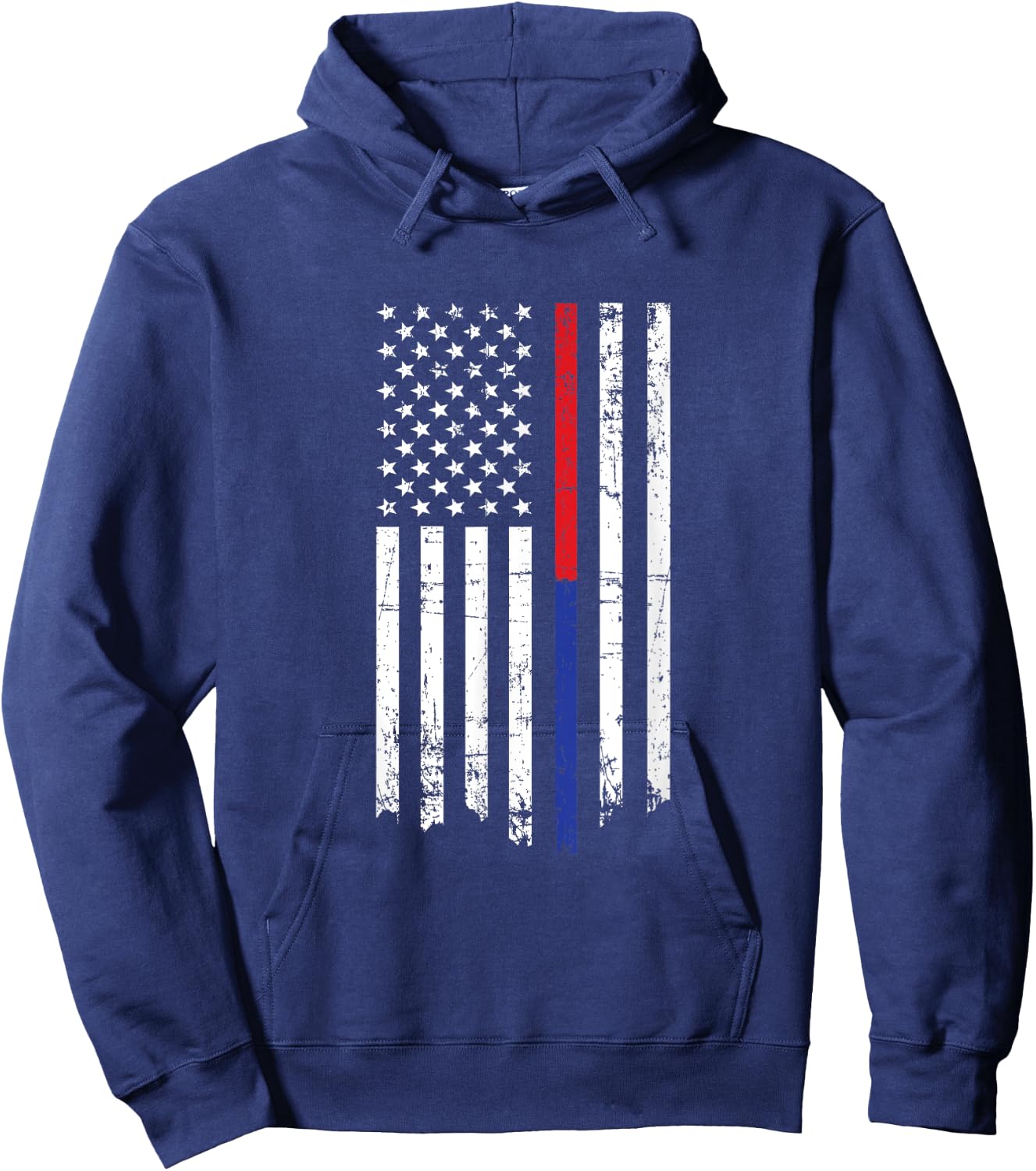 Firefighter Police Officer Thin Red Blue Line American Flag Kids Men Hoodie - Hoodie | Navy