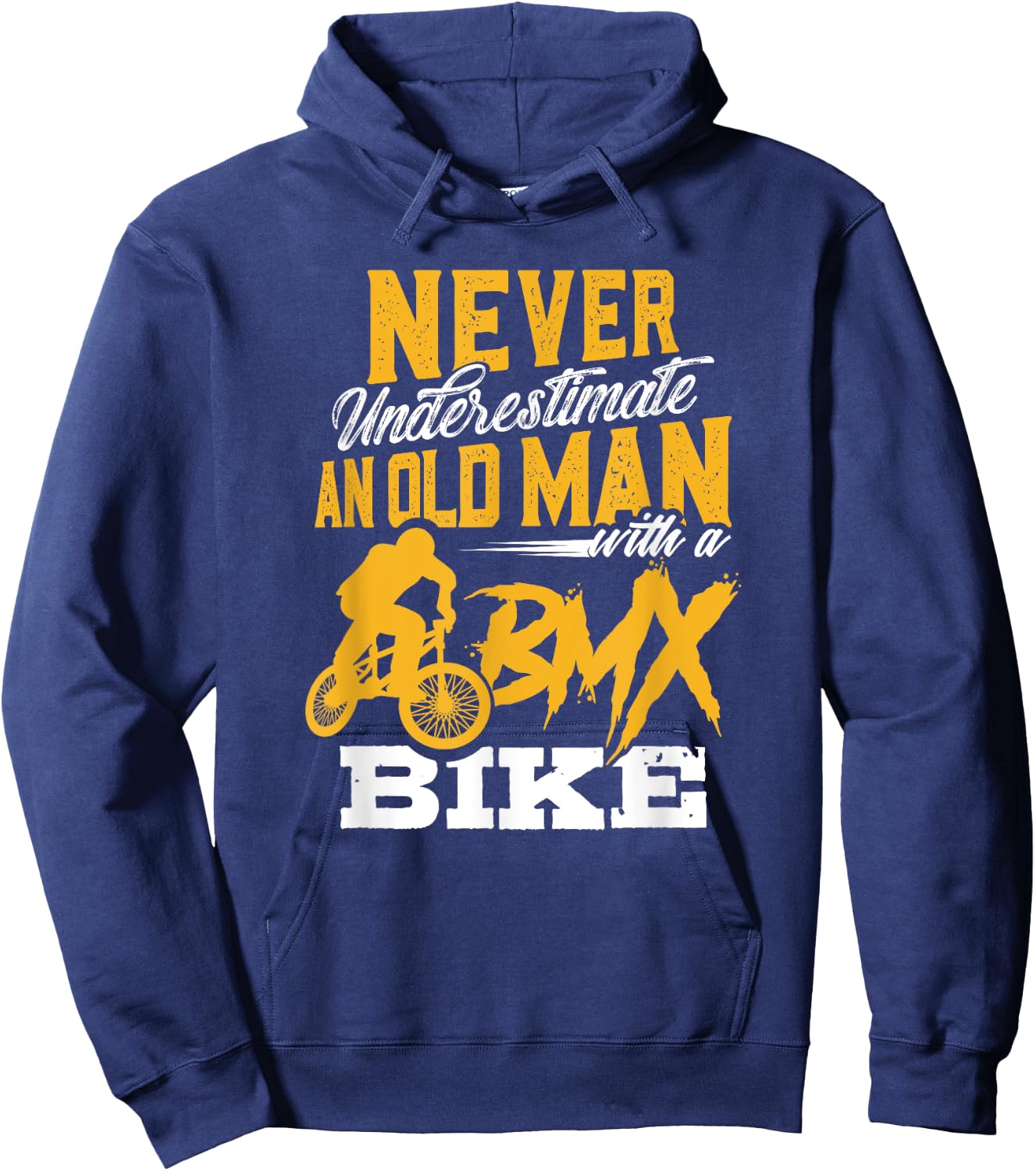 Funny Never Underestimate an Old Man with a BMX Bike T Shirt Hoodie - Hoodie | Navy