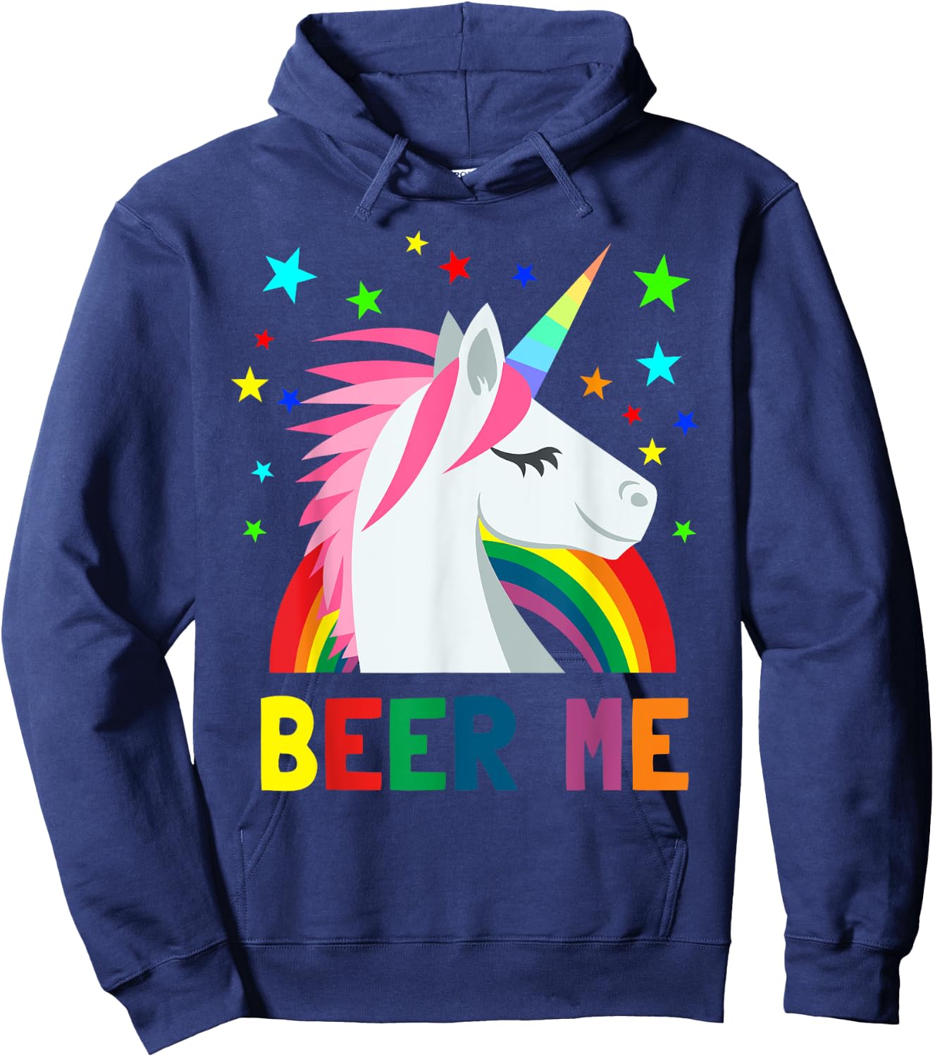 Beer Me Shirt Unicorn Rainbow Funny Beer Party Hoodie - Hoodie | Navy