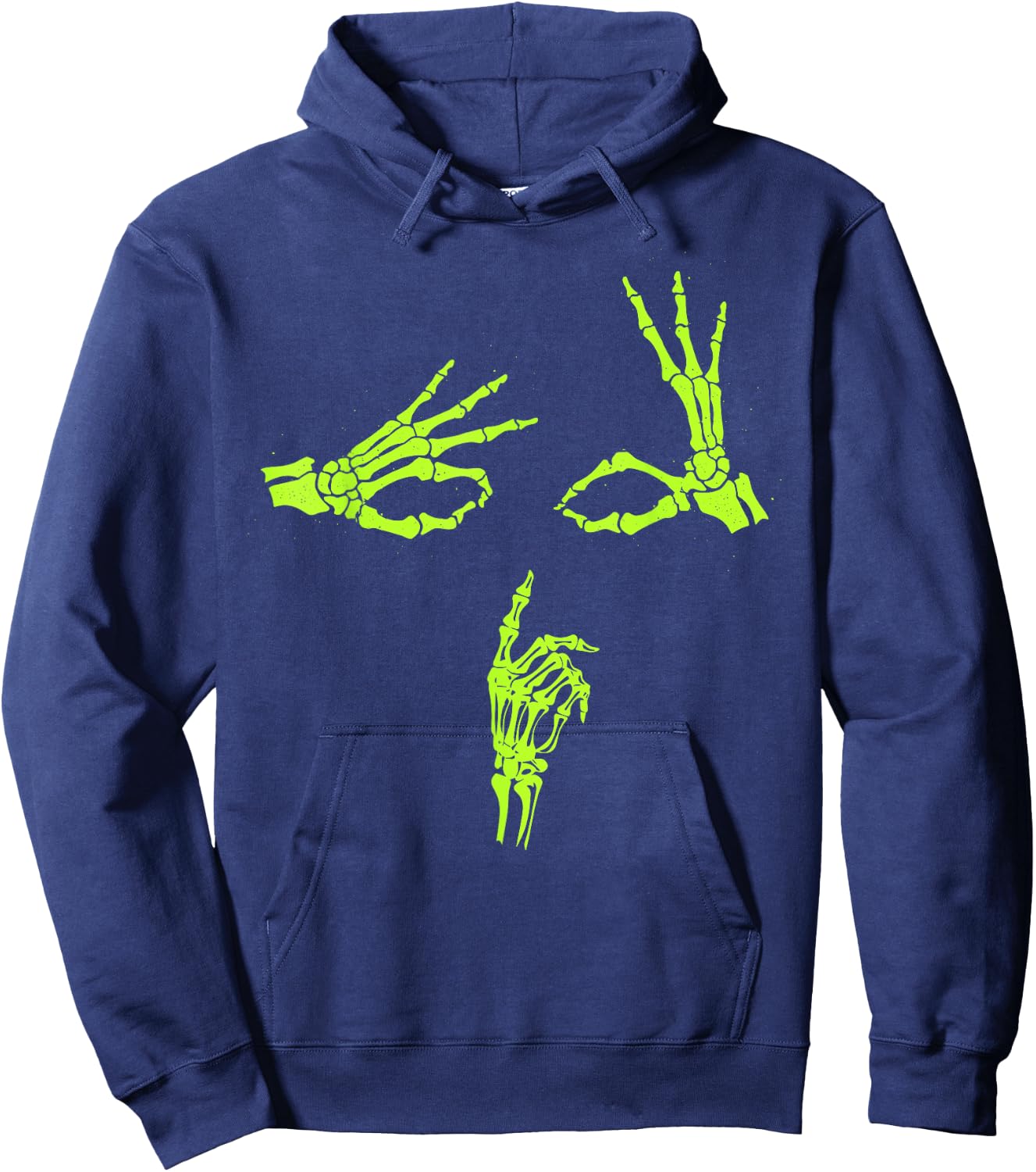 Green Graphic Skeleton Hands Shhh Say Less Green Graphic Hoodie - Hoodie | Navy