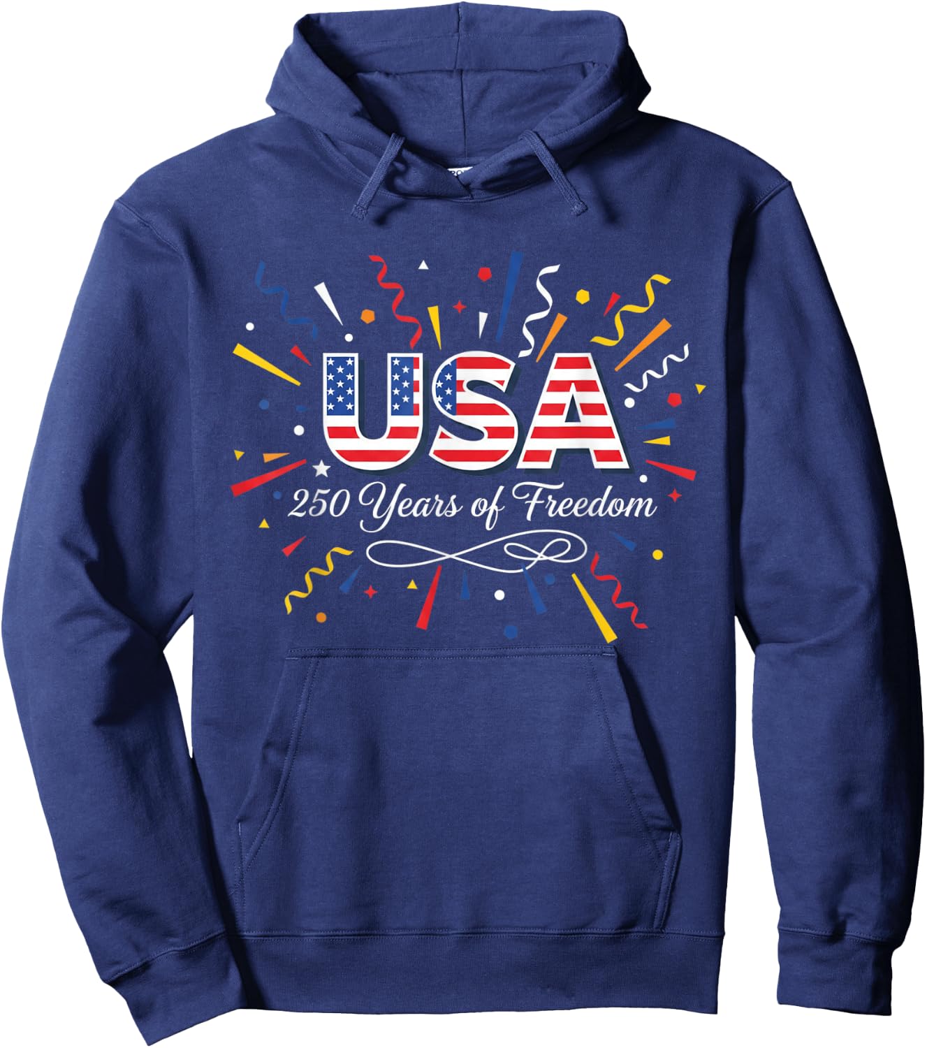 America 250 Years 4th of July 250th Anniversary USA Flag Hoodie - Hoodie | Navy