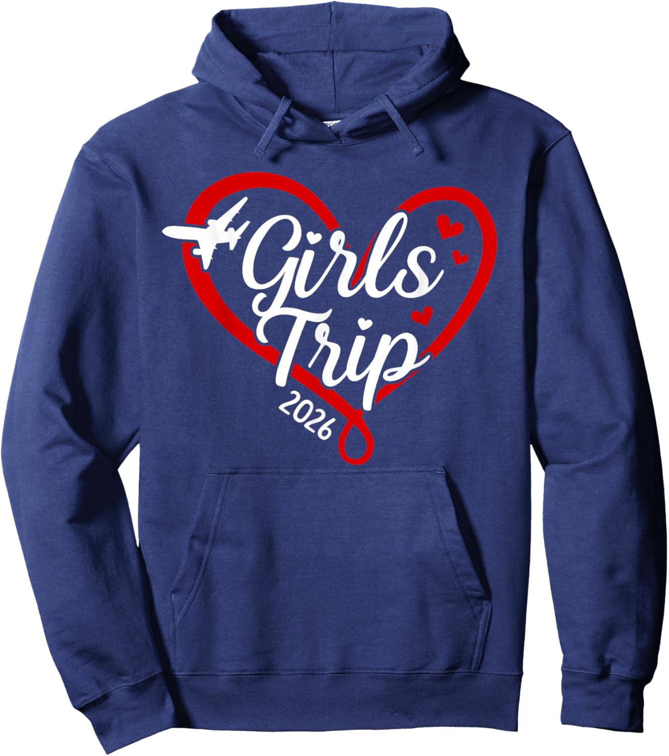 Girls Trip 2026 Heart Vacation Travel Girls Night Out Hoodie - Hoodie | Navy