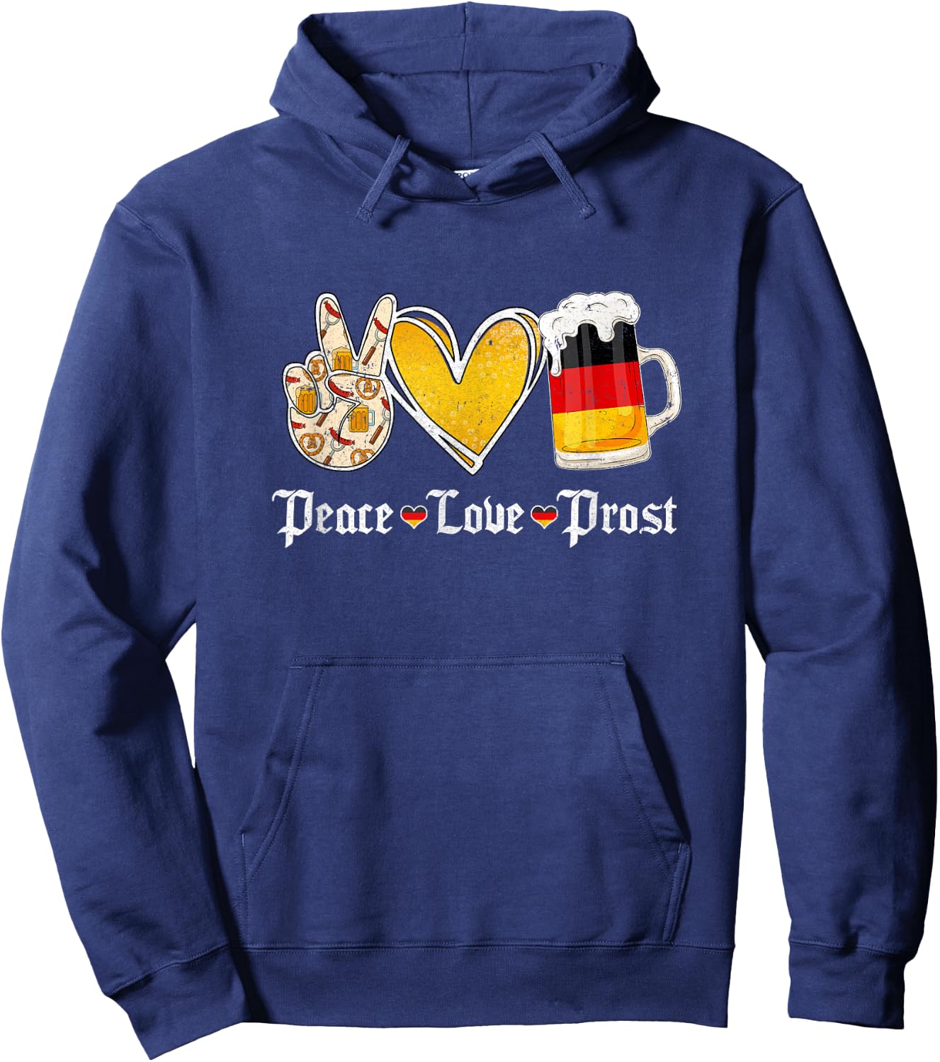 Cute Oktoberfest Costume Peace Love Prost Prost Oktoberfest Hoodie - Hoodie | Navy