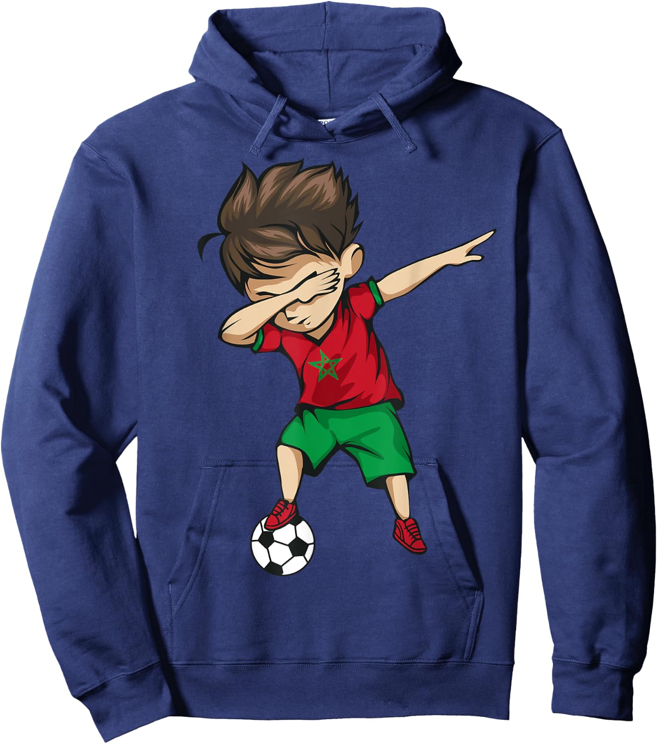 Dabbing Soccer Boy Morocco Jersey Shirt - Moroccan Football Hoodie - Hoodie | Navy
