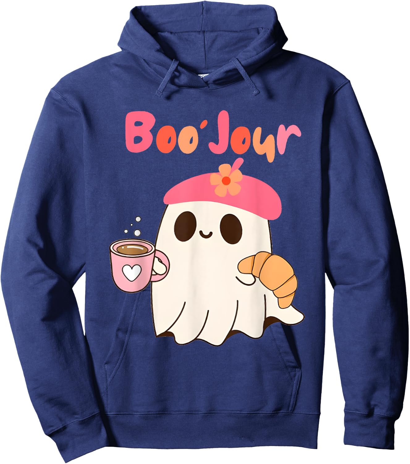 Boo Jour Ghost French Teacher Vintage Teacherlife Groovy Hoodie - Hoodie | Navy