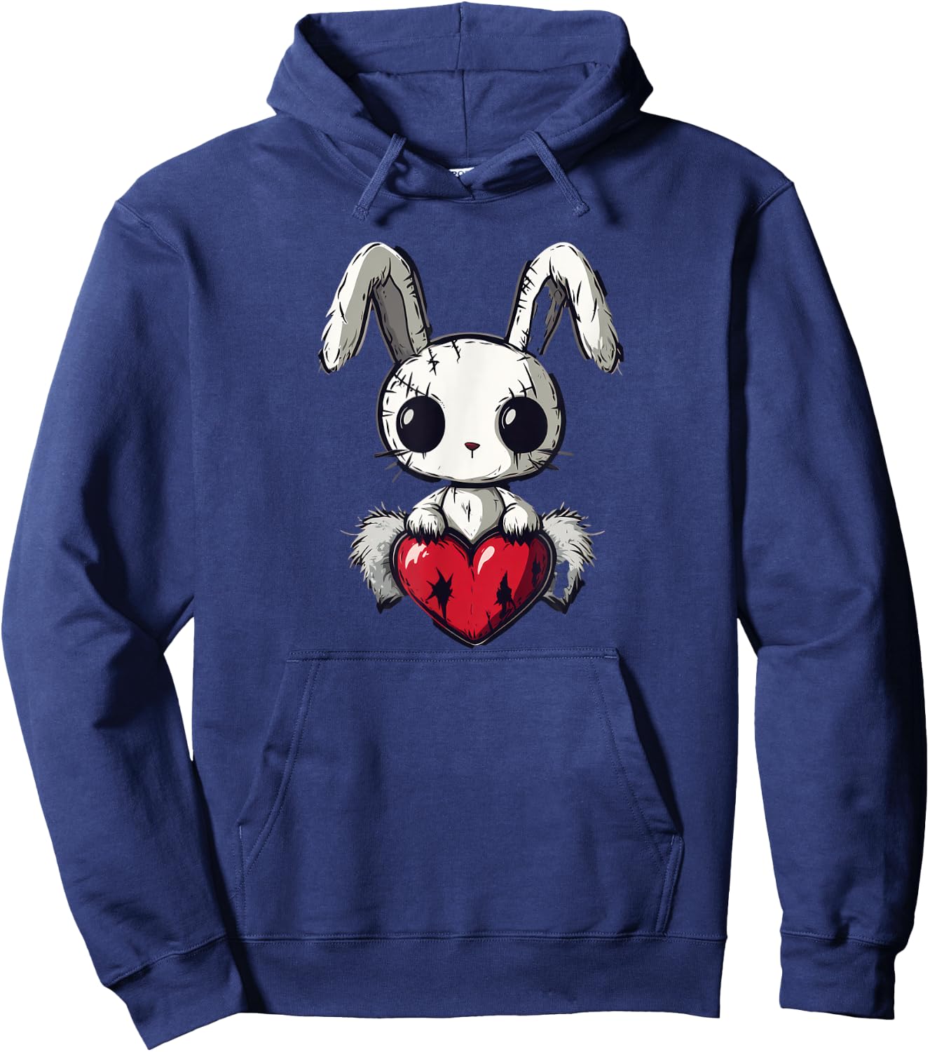 Goth Bunny Creepy Cute Emo Pastel Kawaii Voodoo Doll Graphic Hoodie - Hoodie | Navy