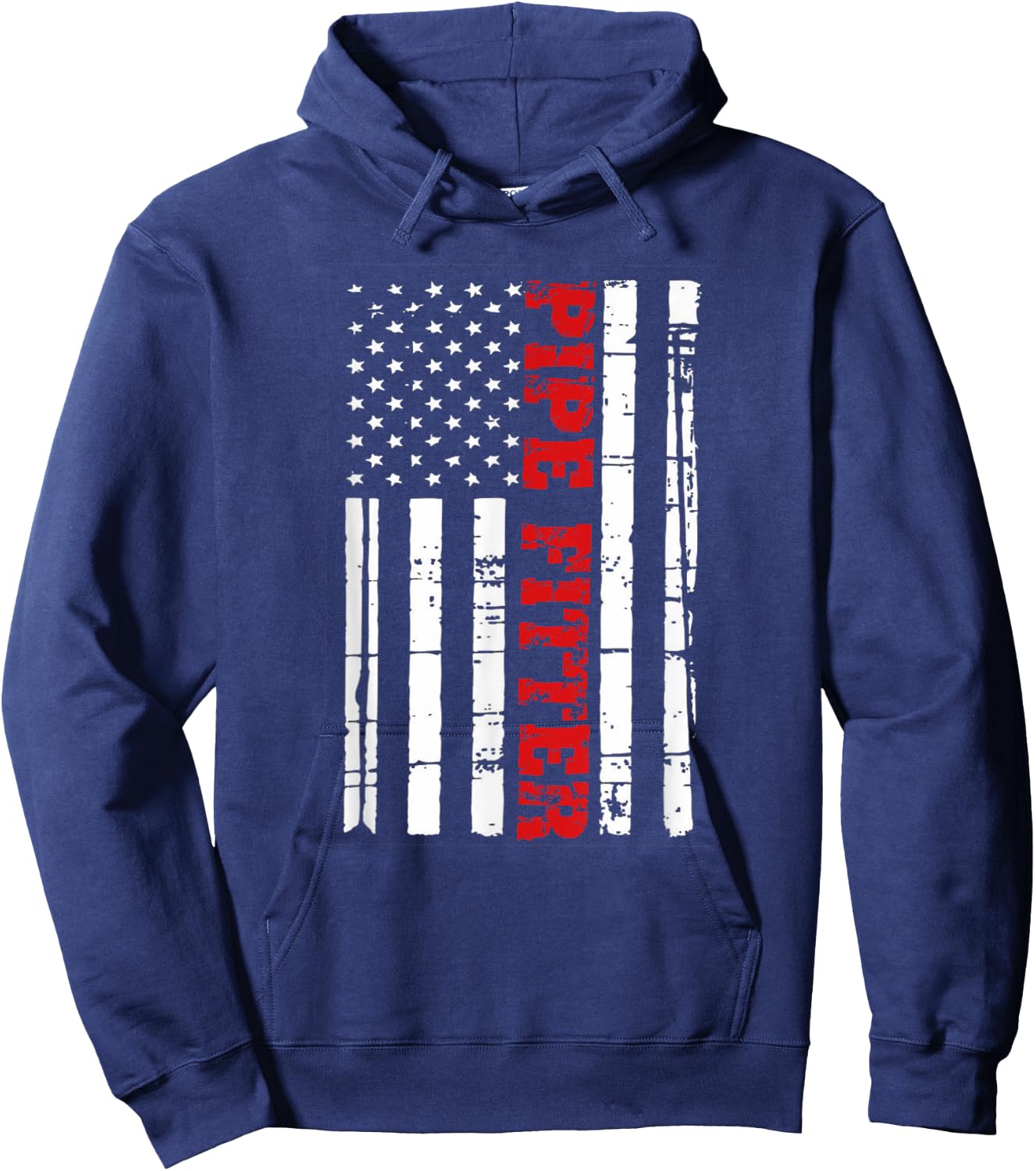 Pipe Fitter American Flag Shirt Patriotic Welder Pipefitter Women Men Hoodie - Hoodie | Navy
