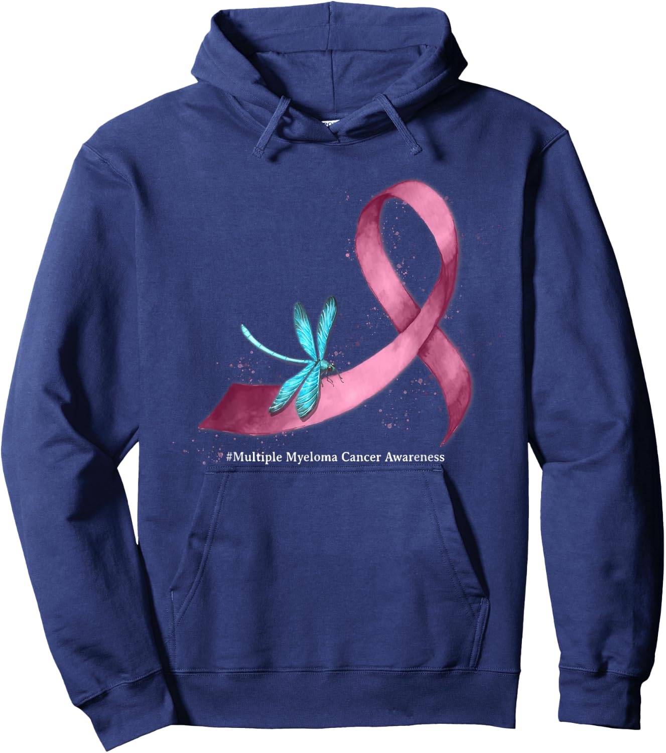 Dragonfly Burgundy Ribbon Multiple Myeloma Cancer Awareness Hoodie - Hoodie | Navy