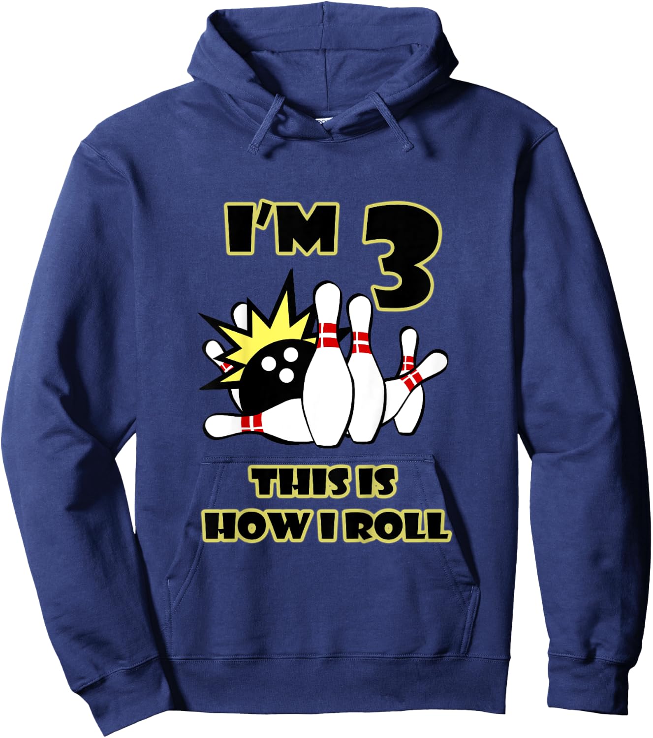 3 Year Old Birthday Party This is How I Roll Bowling Hoodie - Hoodie | Navy