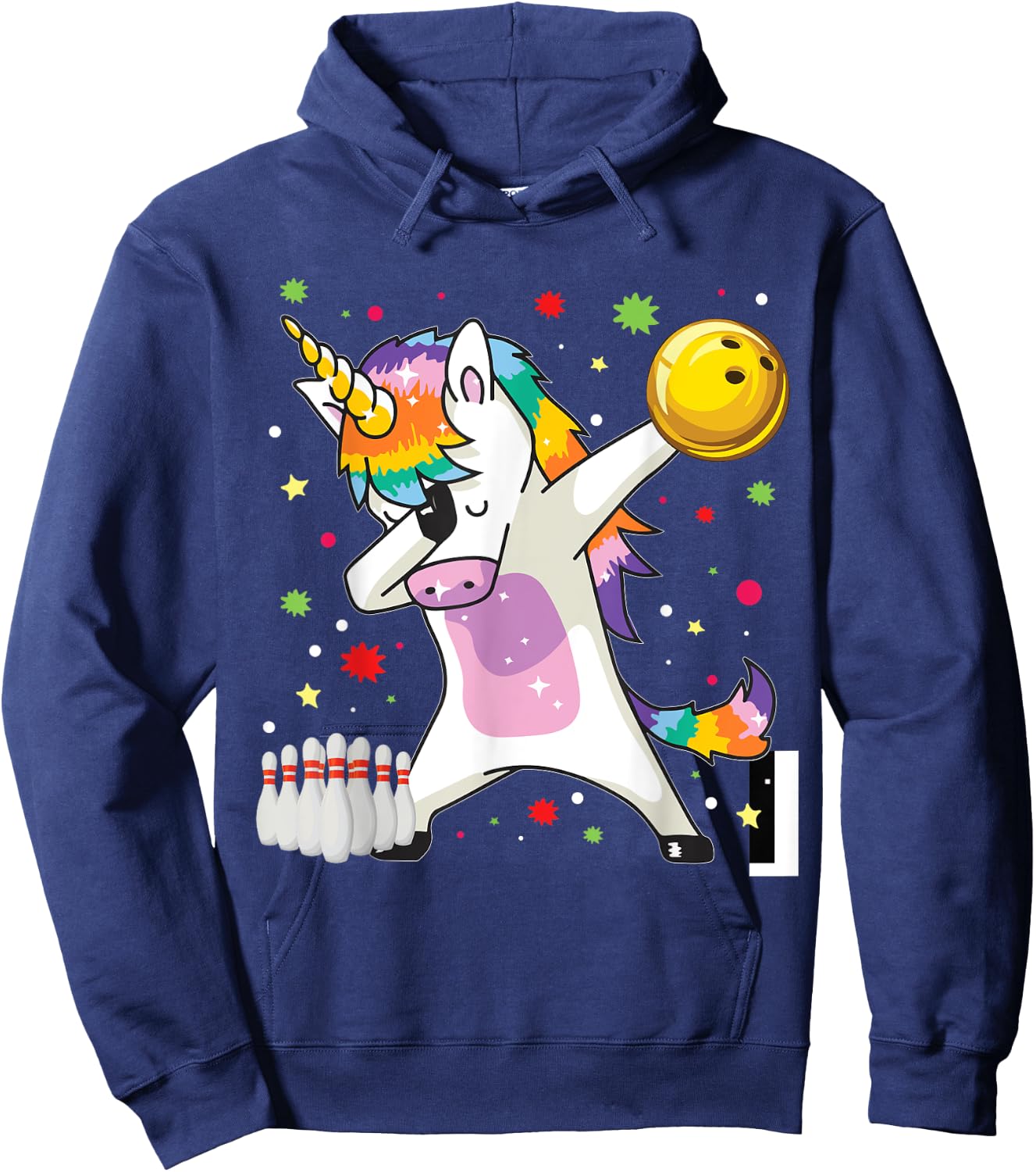 Dabbing Unicorn Bowling Funny Bowling Boy Girl Hoodie - Hoodie | Navy