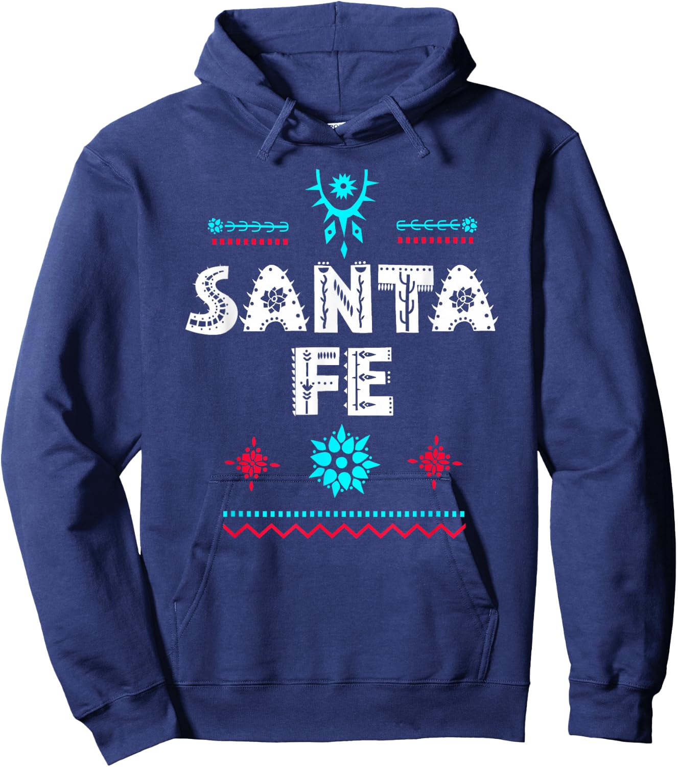 Santa Fe New Mexico Shirt, Festive Tribal Santa Fe Hoodie - Hoodie | Navy