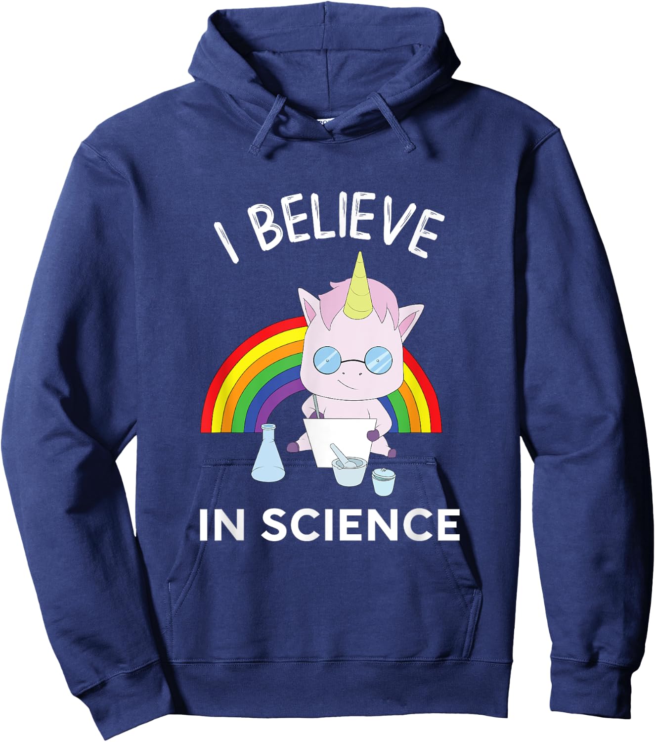 Unicorn Scientist I Believe In Science Funny Hoodie - Hoodie | Navy