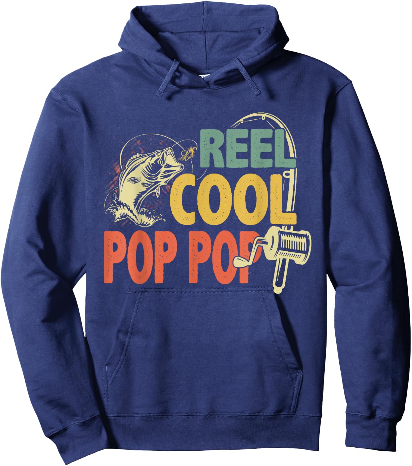Vintage Reel Cool Pop Pop Fishing Fathers Day Fisher Grandpa Hoodie - Hoodie | Navy