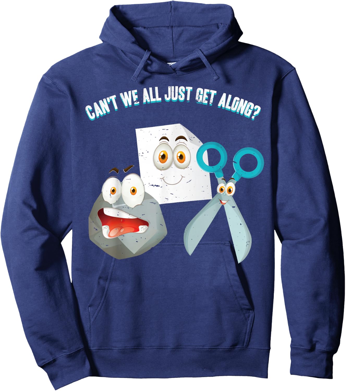 Can't We All Just Get Along? Rock Paper Scissors Hoodie - Hoodie | Navy