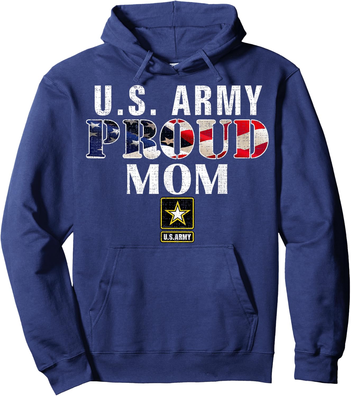US Proud Army Mom With American Flag Military Gift Veteran Hoodie - Hoodie | Navy