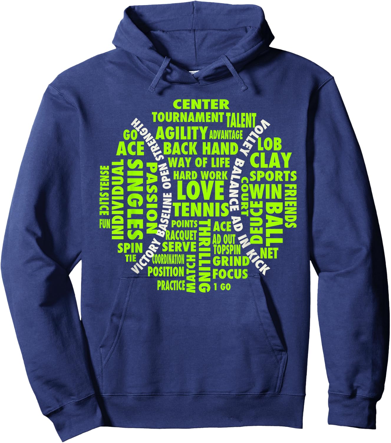 Tennis Ball Word Cloud Shirt | Cool Tennis Players Gift Hoodie - Hoodie | Navy