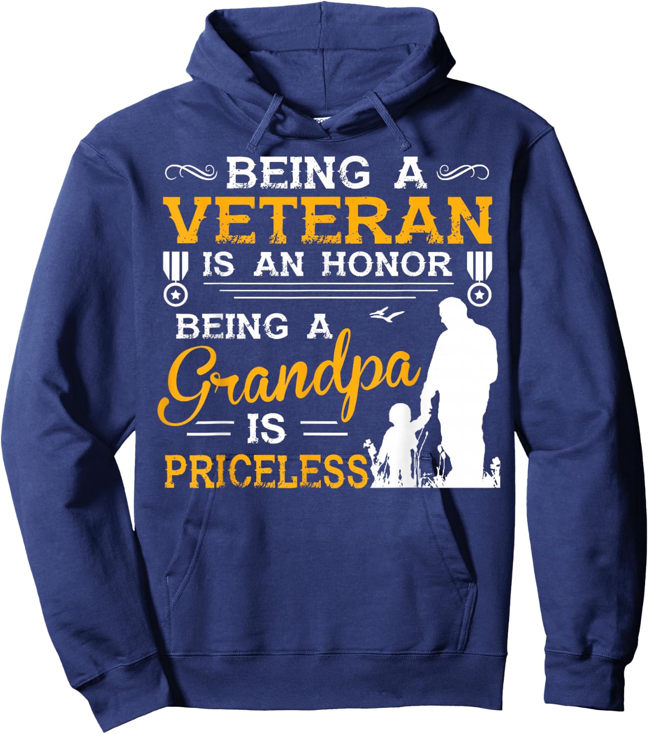 Veteran Grandpa Gift Grandfather Hoodie - Hoodie | Navy
