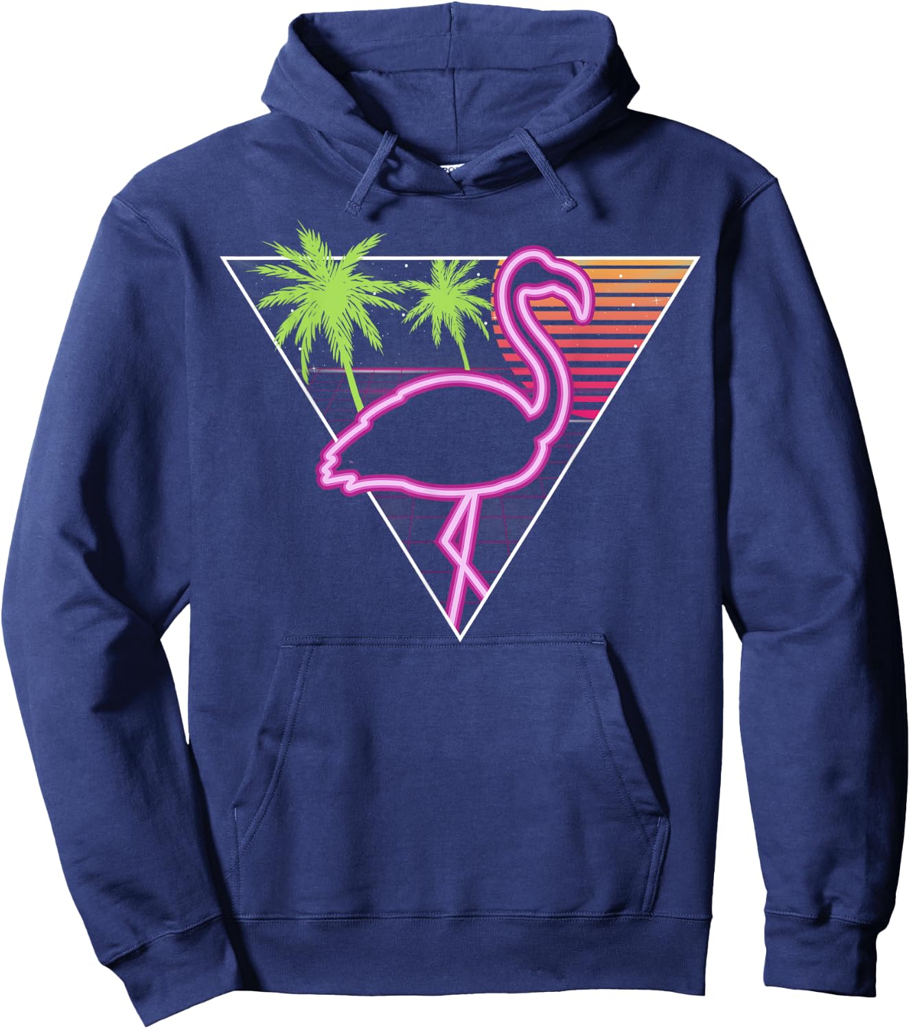 Vintage Pink Flamingo Retro Look Miami 1980s Gift Hoodie - Hoodie | Navy