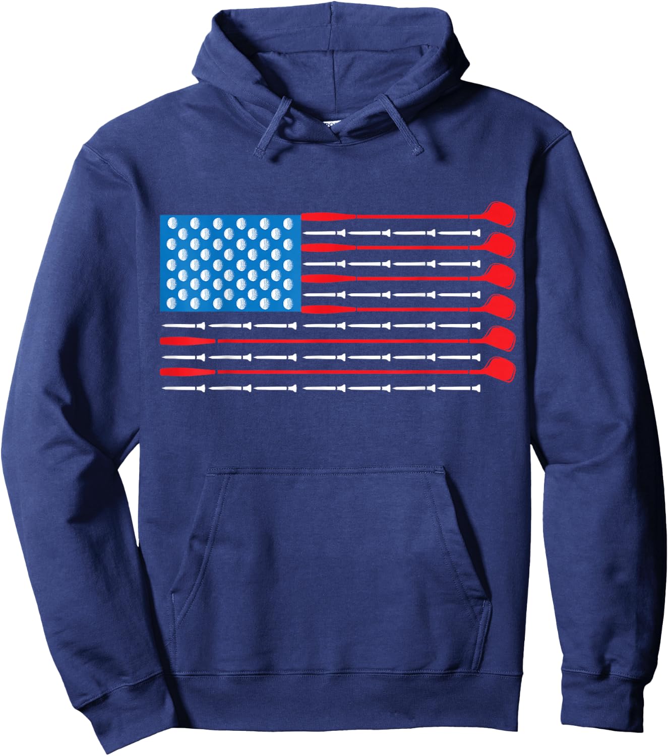 Patriotic Golf Shirt - USA Flag Golf Clubs & Golf Balls Hoodie - Hoodie | Navy