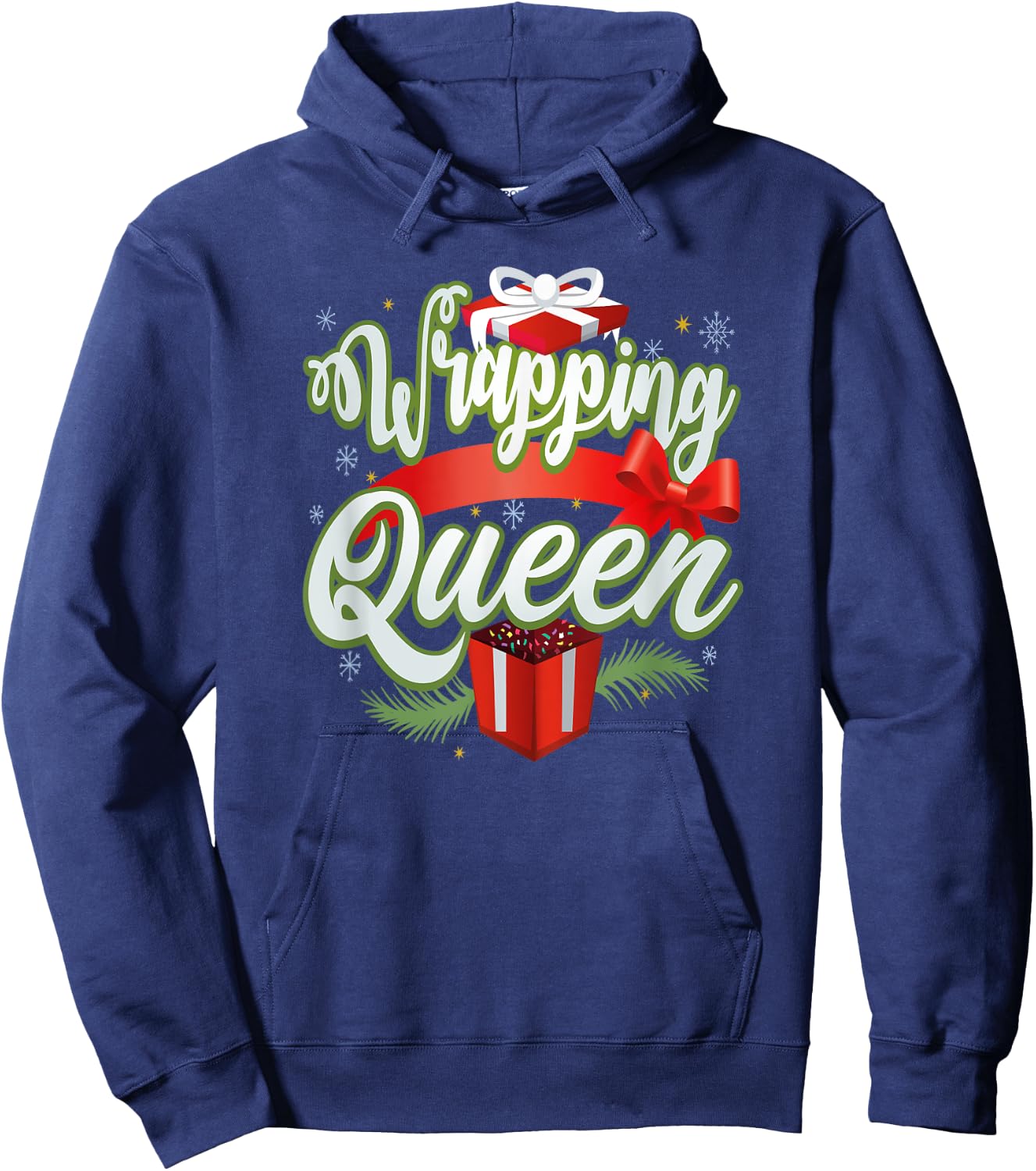 Cute Wrapping Queen Gift Wrapping Christmas Hoodie - Hoodie | Navy
